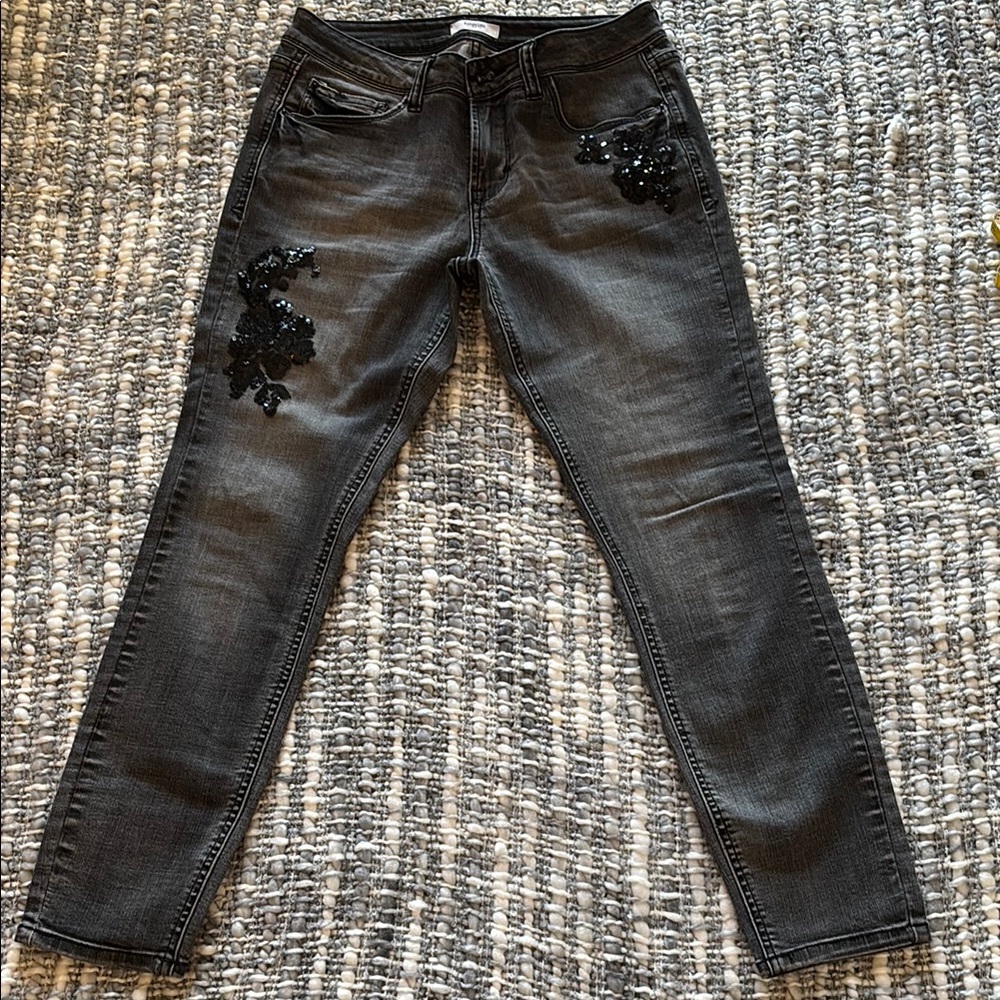 Kenzie Women's Black Jeans with Sequin Detail. EUC SZ 6/28